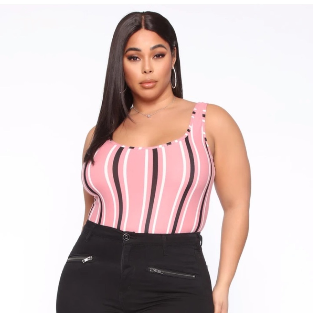 COPY - Fashion Nova Mauve Striped Bodysuit